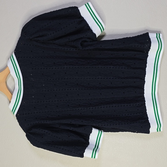 Maeve Blue Puff Sleeve Lace Polo Navy Knit Top Size Large NwT. - Picture 11 of 11